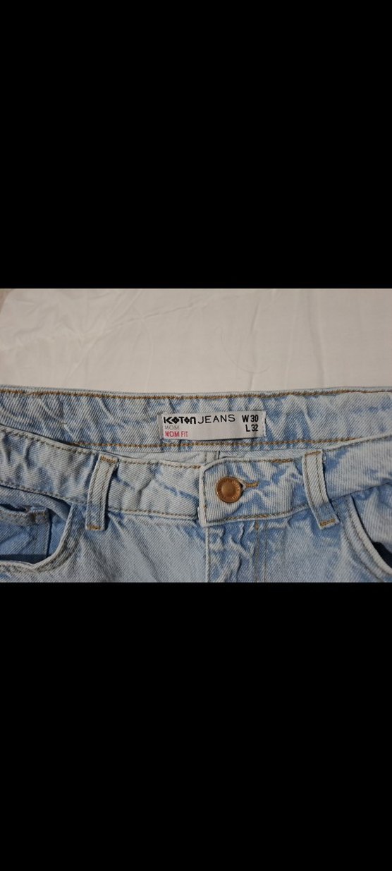 Koton Kadın Mavi Pastel Midi Bol Kesim Denim Pantolon - Görsel 2