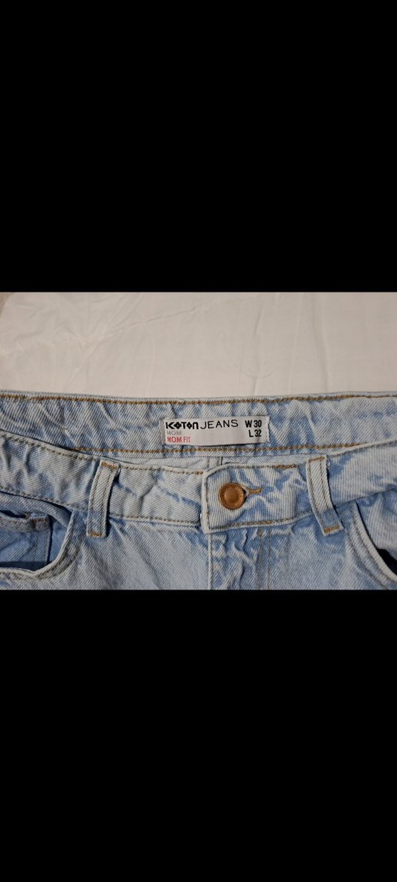 Koton Kadın Mavi Pastel Midi Bol Kesim Denim Pantolon - Görsel 3