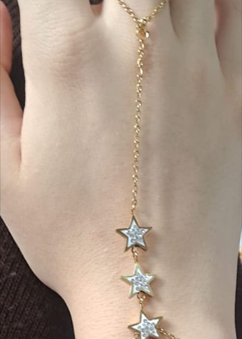 Altın Renkli Yıldızlı Kadın El Zinciri - Görsel 6