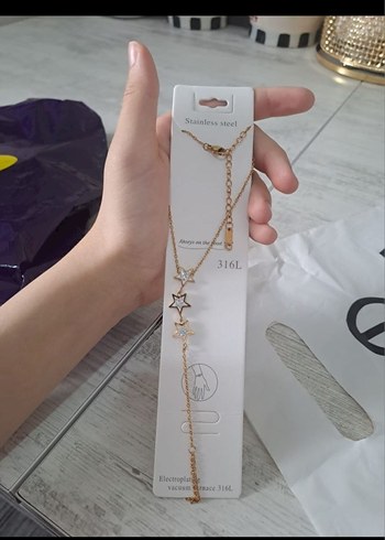 Altın Renkli Yıldızlı Kadın El Zinciri - Görsel 3