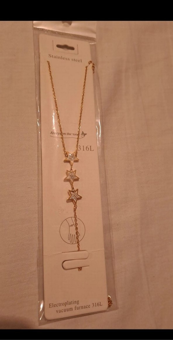 Altın Renkli Yıldızlı Kadın El Zinciri - Görsel 2