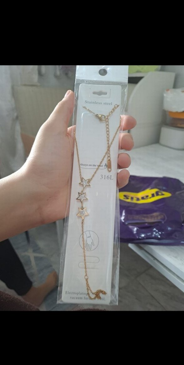 Altın Renkli Yıldızlı Kadın El Zinciri - Görsel 4