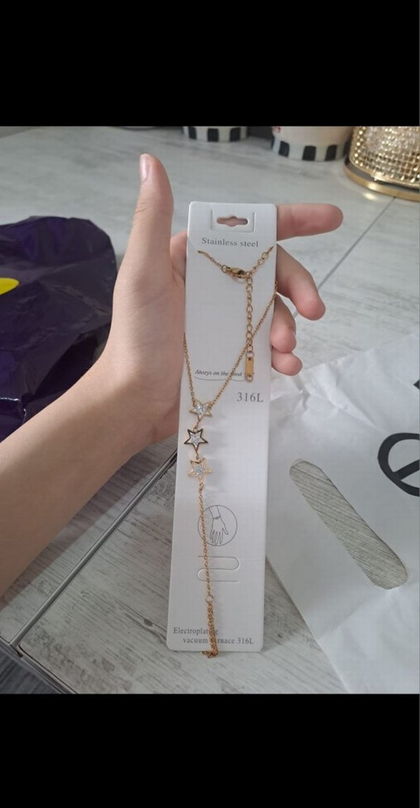 Altın Renkli Yıldızlı Kadın El Zinciri - Görsel 3