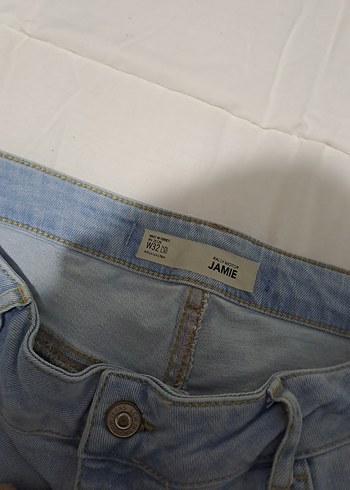 Dantel Detaylı Mavi Kadın Denim Pantolon - Görsel 3