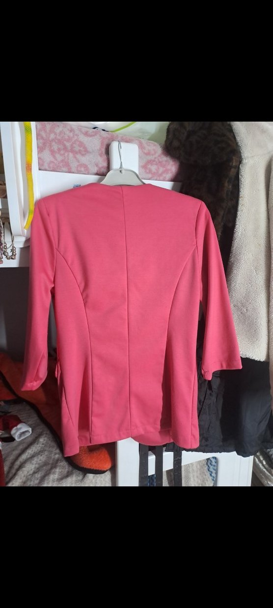 Düğmeli Mini Pembe Kadın Blazer - Görsel 4