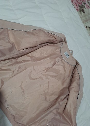 Bej Kadın Deri Ceket Midi Boy Fermuarlı - Görsel 5