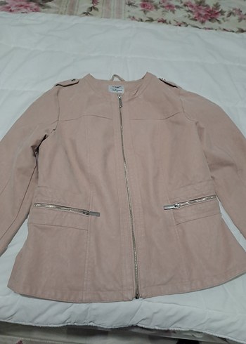 Bej Kadın Deri Ceket Midi Boy Fermuarlı - Görsel 3