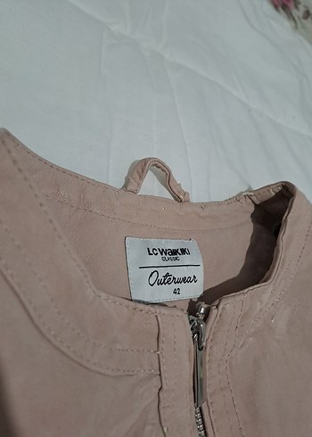 Bej Kadın Deri Ceket Midi Boy Fermuarlı - Görsel 6