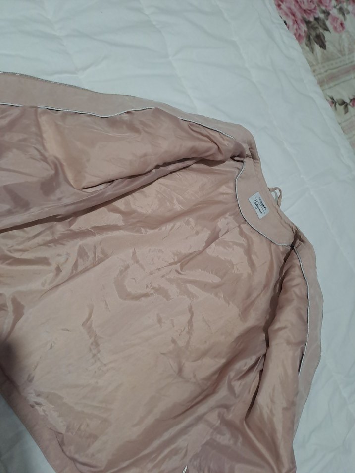 Bej Kadın Deri Ceket Midi Boy Fermuarlı - Görsel 5