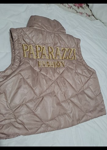 Bej Kısa Fermuarlı Kadın Yelek - Görsel 2