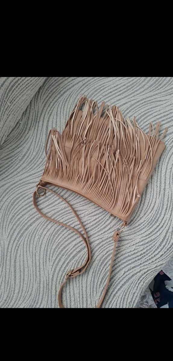 Bej Süet Püsküllü Bohem Kadın Çanta - Görsel 2