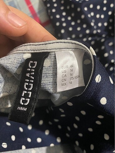 44 Beden H&M puantiyeli lacivert elbise