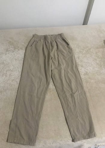 Bej Keten Salaş Midi Kadın Kumaş Pantolon