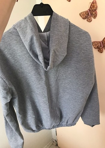 s Beden Gri Kapüşonlu Kadın Sweatshirt