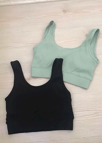 xl Beden siyah Renk Siyah ve Su yeşili V Yakalı Kadın Crop