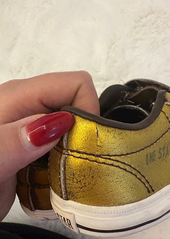 24 Numara Kız Çocuk Altın Renkli Cırt Cırtlı Spor Ayakkabı - Görsel 6