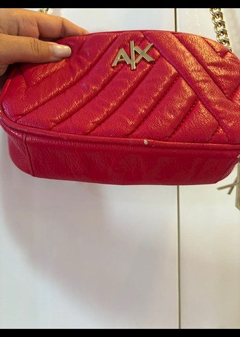 Armani Exchange Kırmızı Zincir Detaylı Deri Kadın Çanta - Görsel 4