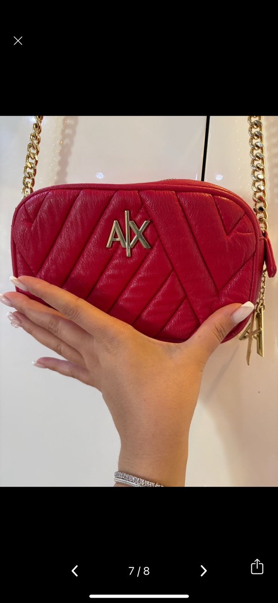 Armani Exchange Kırmızı Zincir Detaylı Deri Kadın Çanta - Görsel 5