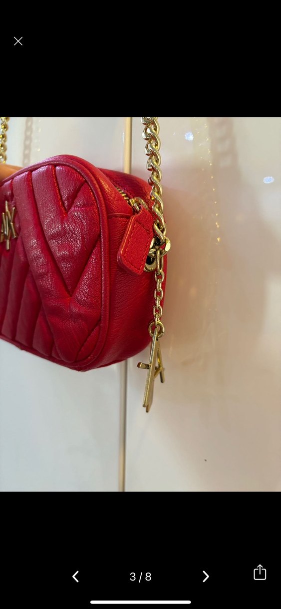 Armani Exchange Kırmızı Zincir Detaylı Deri Kadın Çanta - Görsel 3