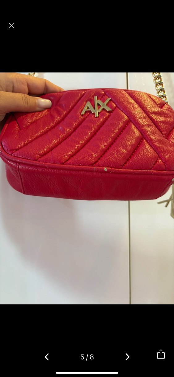 Armani Exchange Kırmızı Zincir Detaylı Deri Kadın Çanta - Görsel 4