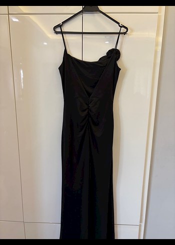 Kei Kei Siyah Drapeli Uzun İp Askılı Elbise - Görsel 3