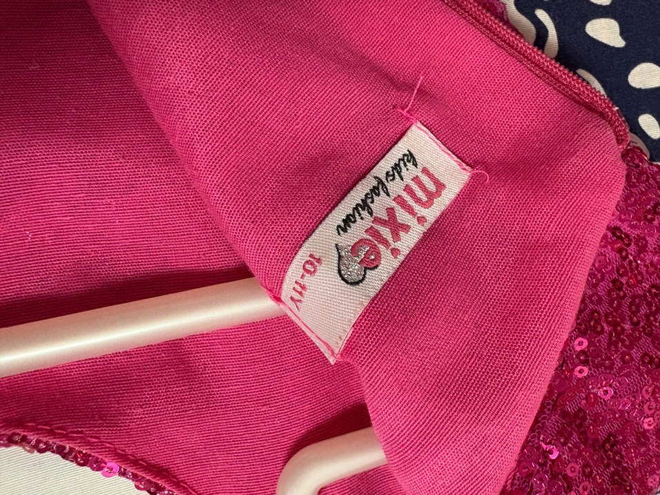 10-11 Yaş Pembe Parlak Fırfırlı Kız Çocuk Elbisesi - Görsel 3