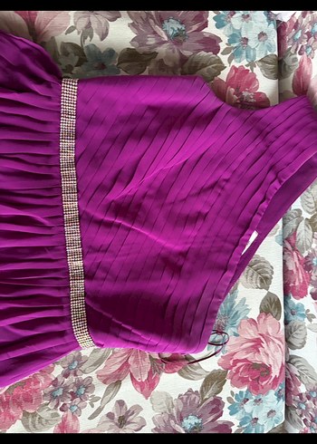 Koton Mor Straplez Uzun Pilili Abiye Elbise - Görsel 4