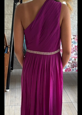 Koton Mor Straplez Uzun Pilili Abiye Elbise - Görsel 2