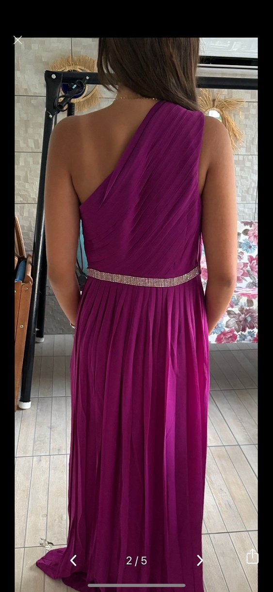 Koton Mor Straplez Uzun Pilili Abiye Elbise - Görsel 2