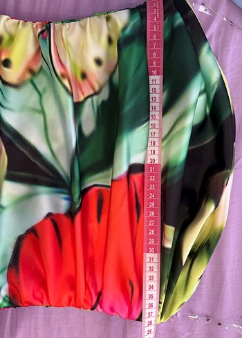 KeiKei 38 Beden Renkli Drapeli Straplez Uzun Elbise - Görsel 4