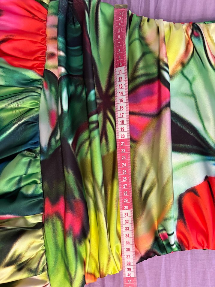 KeiKei 38 Beden Renkli Drapeli Straplez Uzun Elbise - Görsel 5