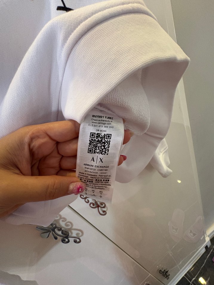 Beyaz Kadın Armani Exchange Pamuklu Sweatshirt - Görsel 3