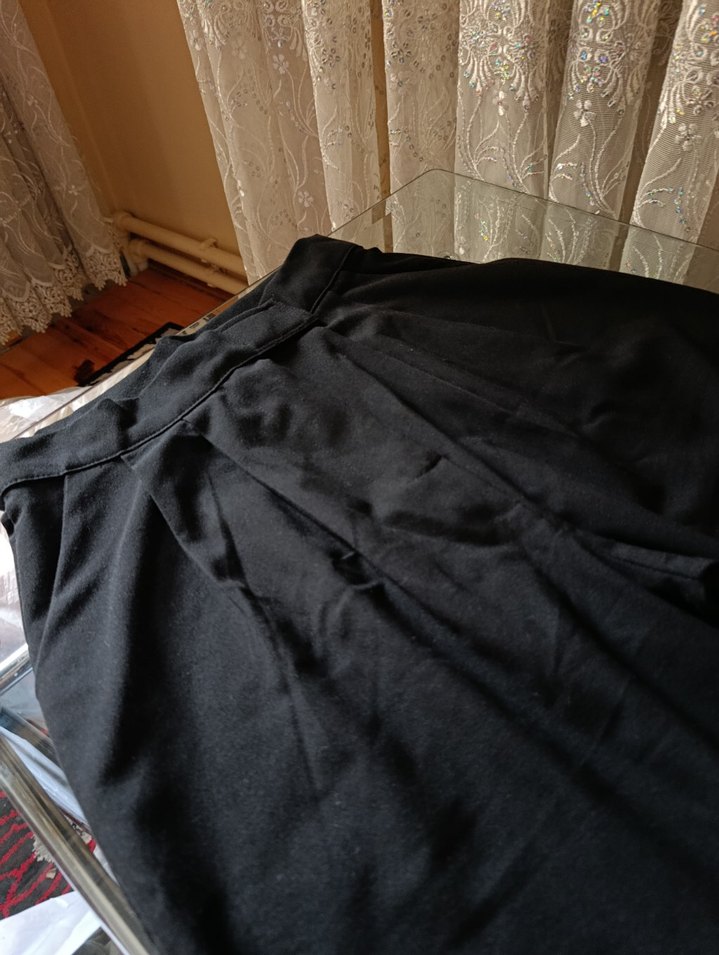 Cırt Cırtlı Fermuarlı Palazzo Kumaş Pantolon - Görsel 4