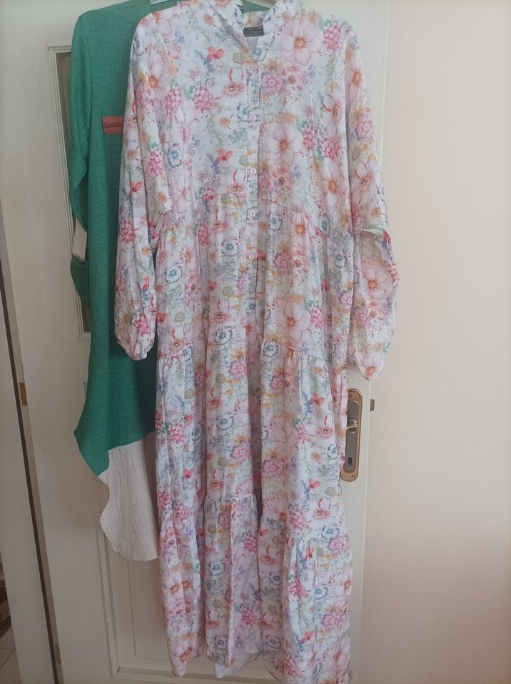 Çiçek Desenli Uzun Yeni Sezona Uygun Modal Keten Kumaş - Görsel 2