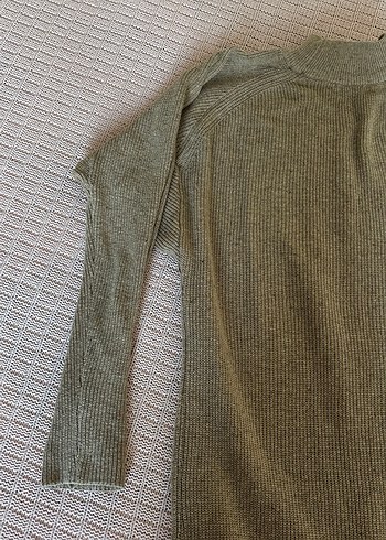 Gri V Yaka Uzun Triko  Elbise - Görsel 3