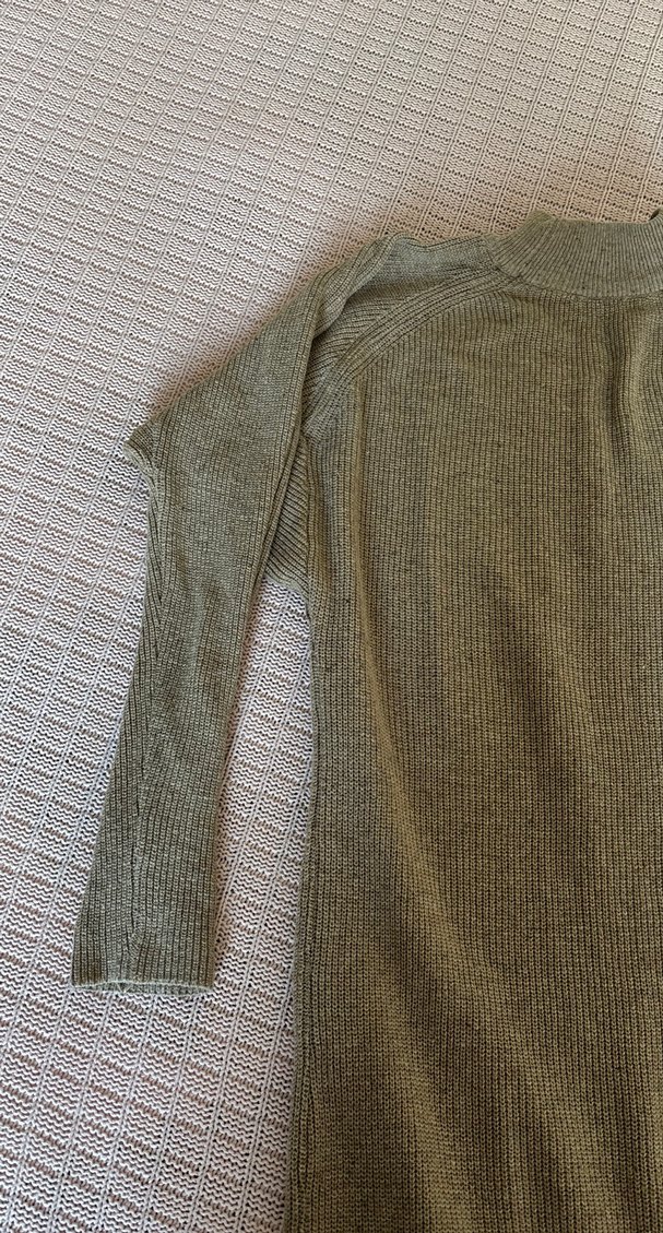 Gri V Yaka Uzun Triko  Elbise - Görsel 3