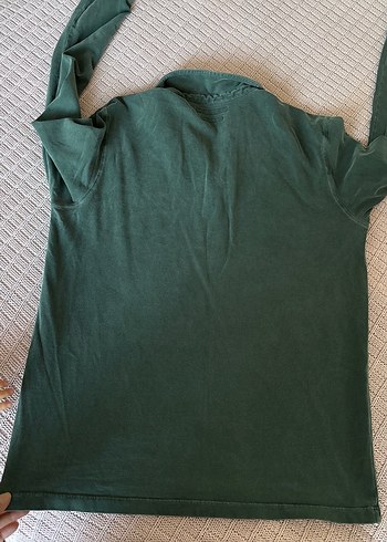 Gri Yeşil Uzun Kollu Polo Tişört - Görsel 5