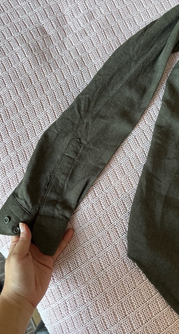 Düğmeli Keten erkek Gömlek - Görsel 3