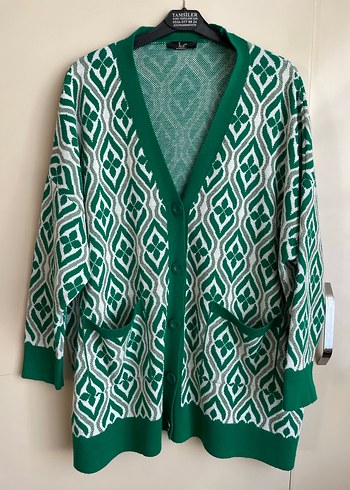 Bohem Desenli Yeşil Triko Hırka - Görsel 4