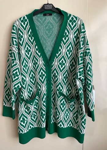 Bohem Desenli Yeşil Triko Hırka - Görsel 5