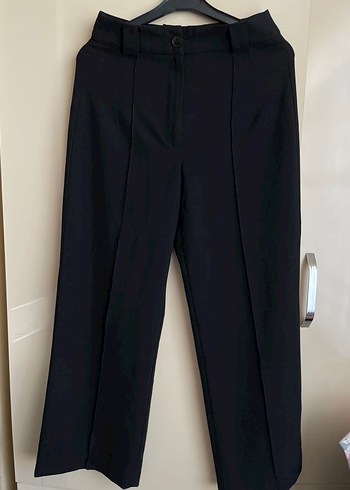 Düğmeli Siyah Kadın Kumaş Pantolon - Görsel 2