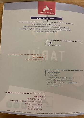 AYT IQ Tarih Soru Kitapçığı Paraf Yayınları - Görsel 2