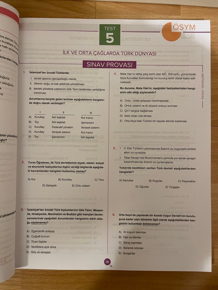 AYT IQ Tarih Soru Kitapçığı Paraf Yayınları - Görsel 5