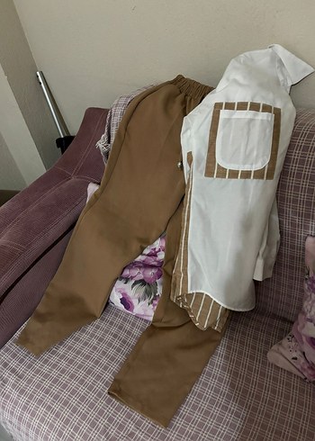Düğmeli Kahverengi Midi Kumaş Pantolon