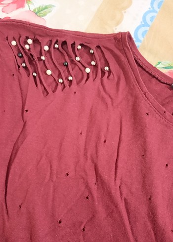 xl Beden Bordo V Yaka Hamile Midi Tişört