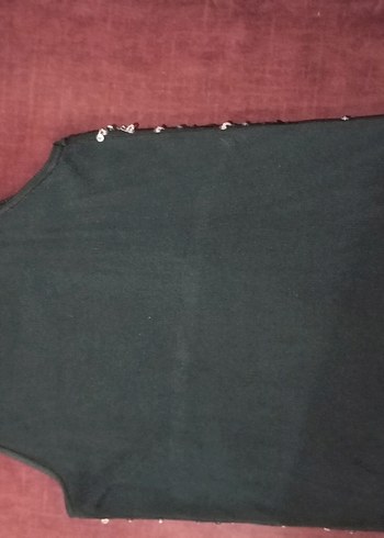 l Beden siyah Renk Siyah Taşlı Triko Kadın Atlet