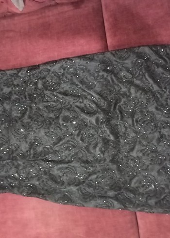 Siyah Nakışlı Uzun Kollu Gotik Abiye Elbise