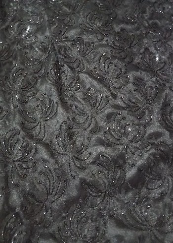 42 Beden siyah Renk Siyah Nakışlı Uzun Kollu Gotik Abiye Elbise