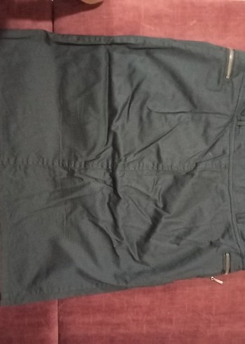 40 Beden Fermuarlı Siyah Midi Mini Etek
