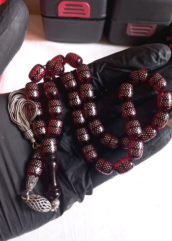 1000 ayar gümüş çakımlı 925 ayar gümüş PÜSKÜLLÜ ATEŞİ KEHRİBAR - Görsel 3